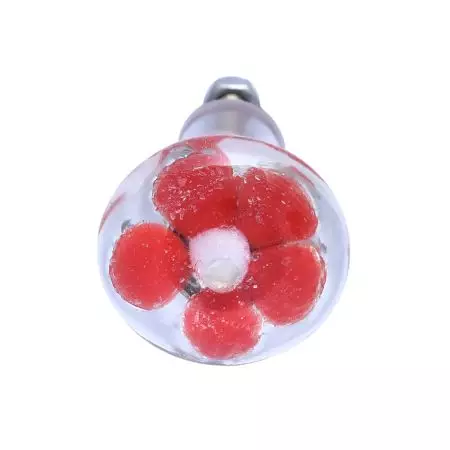 Red Flower Engraved Glass Cabinet Knobs